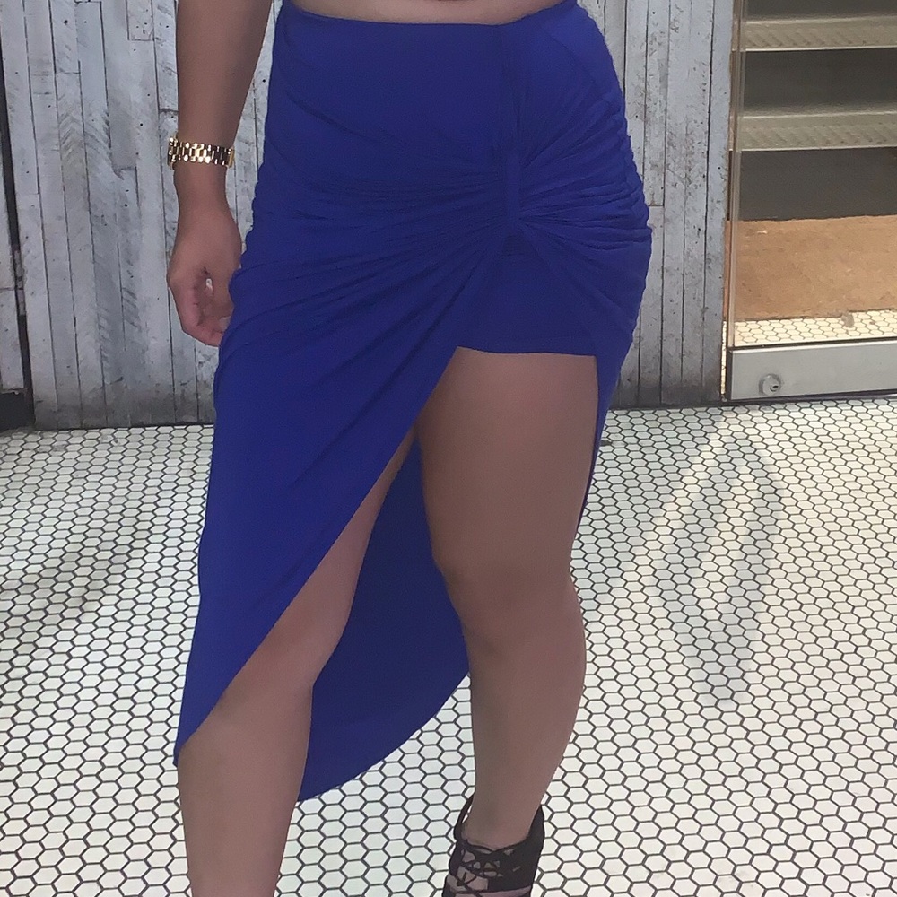 Charlotte Russe blue asymmetrical skirt